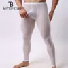 MLXN Man Penispåse Slida Tight Tunna Termounderkläder Herr Jacquard Underkläder Man Long Johns Transparent Legging Gay Underpant226U