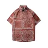 Mannen Casual Shirts Bandana Mannen Shirt Oversized Paisley Jongens Korte Mouw Top Hawaiian Beach Losse s Zomer Mannelijke Kleding 230706