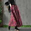 Skirts Spring Autumn Arts Style Women High Waist Cotton Aline Long Skirt Vintage Print Loose Maxi Skirt Female Casual Skirt S272 Z230704