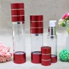 15ml 30ml 50ml Wine red Refillable Bottles with silver line Portable Airless Pump Dispenser Bottle For Travel LotionF20171965 Kcimw