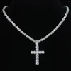 Anhänger Halsketten Hip Hop Große US-Dollar Geld Zeichen Iced Out Kreuz Bling Anhänger Für Männer Frauen Charme Mit Tennis kette Schmuck