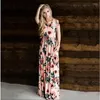 Casual Kleider Frauen Lange Maxi Kleid Sommer Blumendruck Boho Strand Ärmel Abend Party Tunika Vestidos Plus Größe S-XXXL