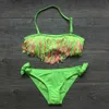 Dames Zwemkleding Effen Kwastje Meisjes Bikini's 2023 Kinderen Zwemkleding Badpak Zomer Strand Kinderen Bandage Biquinis 512 Jaar Tieners Baby Badpak J230704