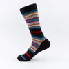 Women Socks Autumn Winter 1 Pairs Happy Stripe Men Crew Fashion Soft Cotton Long Funny Colorful Print Casual