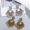 Charm Bohemian vintage ethnic wind alloy earrings exaggerated temperament love bells tassel jewelry 230703