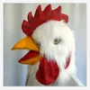New White Plush Rooster Head Cover Latex Mask Full Face Chicken Head Funny Animal Dress Up Prom Halloween Party Masks Cosplay L230704
