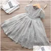 Girl'S Dresses Girl Dress Kids For Girls Mesh Casual Lace Embroidery Princess Baby Clothes Summer Sleeveless Drop Delivery Maternity Dhkez