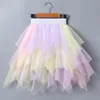 Set di abbigliamento VIDMID Ragazze mezza gonna torta per bambini soffice tutu principessa pizzo maglia irregolare gonne arcobaleno strato P158 230704