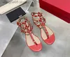 Sandaler Dam Sandaler Flip Flops Platta klackar Sommarskor Naken Svart Vit Röd Sexig Peep Toe Äkta Läder Lyx Märke Dam Sandal V med Dust Bag 35-44 T230710