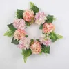 Flores secas, corona de flores artificiales para colgar en la pared, llamativo accesorio de fiesta Floral redondo de hortensias falsas para primavera y verano