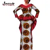 فساتين العمل مجموعات أفريقية للنساء Dashiki Bazin Riche Lady Party Garments 2 قطعة مع الأرجوحة الخلفية والتنانير المطبوعة الأزهار