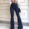 Kvinnors jeans höga midja breda benmärke kvinnor pojkvän denim mager kvinnas vintage flare plus storlek 2xl byxa 230703