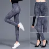 Leggings da donna Fashion Super Soft Jeans di seta al latte Fiori Stampa Fitness Pantaloni sexy da donna con leggins in similpelle