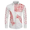 Men's Casual Shirts Polynesian Tribal Pohnpei Totem Tattoo Prints Long Sleeve T-Shirt Loose Shirt Holiday Beach Party Wear