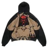 Erkek Hoodies Sweatshirts Ins Customade Demon Baskı Hoodies Kadın Sokak Giyim Büyük Boyutu Büyük Boyutlu Çiftler Sweatshirt Goth Harajuku Ceket Y2K TOPS 598