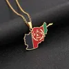 Ny Afghanistan Karta Flagga Hänge Halsband Rostfritt Stål För Kvinnor Män Guld Silver Färg Charm Mode Afghanska Smycken Presenter L230704