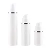 Vide 15ml 30ml 50ml PP Airless Bouteilles Blanc Airless Pompe À Vide Lotion Bouteille avec Silver Line Emballages Cosmétiques Siiof