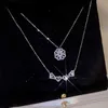 Mode Magnétique Pliant Coeur Collier pour Femmes 4 En 1 Zircon Trèfle À Quatre Feuilles Pendentif Collier Ras Du Cou Bijoux En Gros L230704