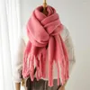 Scarves Fashion Thick Cashmere Scarf For Women Solid Winter Poncho Pashmina Blanket Bufanda Casual Shawl Wrap With Tassel Echarpe 2023