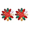 Orecchini a pennello Juran Colorful Crystal Stud Fashion Rhinestone Daisy for Women 2023 Dichiarazione di tendenza Gioielli di lusso all'ingrosso