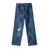 Xinxinbuy Mężczyzn Mężczyzn Projektantka Pantowa Zniszczona Jacquard List Haftowane dżinsy dżinsowe spodnie Black Blue S-2xl239m