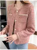 Women's Jackets Korean Chic Female Tweed Basic Jacket Coat Women Clothing Runway Style Sweet Pink Plaid Casual Woolen Outerwear