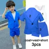 بدلات VIMIKID BOYS AUTRUMPER NEW GENTLEMAN SAIT JACKET + SHIRT + PANTS 3 VITS COAT LONG SELEVE TOP CARDIGAN SET K1HKD230704