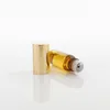 Mini Roll On Glass butelka zapach PERFUMY Amber Brown GRUBE SZKLANE BUTELKI OLEJEK ETERYCZNY butelka Stal Metal Roller ball F201795 Dgprn