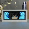 Luzes noturnas Caixa de luz de corte de papel Demon Slayer Giyu Tomioka para decoração de quarto Manga Candeeiro de mesa Anime Lightbox Olhos Kimetsu No Yaiba HKD230704