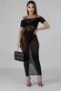 Casual Jurken Znaiml Elegante Uit De Schouder Slash Nek Schede Party Night Club Lange Vrouwen Strand Sexy See Through Mesh Maxi Jurk