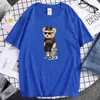 Camiseta masculina Urso com estampa de skate camiseta masculina de algodão espiritual camiseta tamanho grande marca manga curta Avant-Garde S-Xxxl camisa masculina