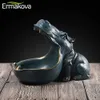 Objetos Decorativos Estatuetas ERMAKOVA Resina Hippo Estátua Escultura Hipopótamo Estatueta Chave Recipiente Doces Decoração Home Acessórios De Mesa 230704