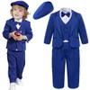 Suits Baby Boy Wedding Suit Infant Formal First Birthday Tuxedo Toddler Photography Outfits Ceremony Blessing Christmas Costume 4pcsHKD230704