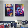 Neon Synthwave Arcade Zone Droom Posters Canvas Schilderij Spel Speelkamer Wall Art Foto Voor Cafe Club Kamer Woondecoratie w06