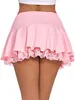 Women Pleated Mini Skirt Sexy Lace Ruffle Solid Skirt Lingerie Short Skirts