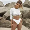 Maillots de bain pour femmes trois pièces à manches longues femmes maillots de bain sexy bikini ensemble taille haute à lacets licou maillot de bain brésilien été bain plage porter J230704