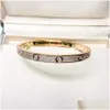 Bracelet 2022 Luxe Top Fine Marque Pure 925 Sterling Sier Bijoux Pour Femmes Serrure Facile Or Rose Jaune Fl Diamant Amour Mariage Engager Dhbnc