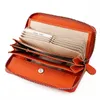 Genuine Leather RFID Clutch Women ID Credit Bank Business Card Holder Coin Pocket Purse Bags Luxury Zipper Wallets For Lady Girl