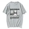 Мужские футболки Mens Tshirts Radiohead Vintage Print Trube Негабаритный хлопковой унисекс Tshirts хип-хоп рок