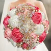 Fleurs décoratives de haute qualité blanc bouquet de soie papillon argent diamant mariage nuptiale mariage romantique