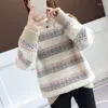 Pulls pour femmes hiver pull en tricot pull femmes mode Imitation vison velours cachemire imprimer vêtements amples coréen femme Q574