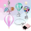 For pandora charm 925 silver beads charms Bracelet Colorful Hot Air Balloon Charm Set Pink Heart