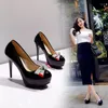 Scarpe Eleganti Moraima Snc Donna Estate Singola Punta Rotonda Tinta Unita Rosso Brillante Nero Bianco Lady Eleganti Tacchi Sottili Plateau Fiocco Nodo Stiletti