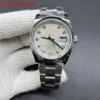 Varumärke AAA+ 8215 Movement Steel Case White Pearl Dial Fluted Bezel