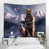 Tapissries 3D Bear Animal Tapestry Lovely Cartoon Brown Bear Wall Hanging Wildlife Tapestries Bedroom vardagsrum sovsal vägg filtduk