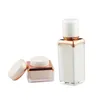 30/50g Refillable Pearl White Acrylic Square Shape Cream Jar 15/30/5050ml Lotion Pump Serum Essence Foundation Bottle Cosmetic Packagin Plbx