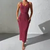 Costumi da bagno da donna Solid Crochet Tunica Bikini Cover-up Sexy Scava fuori Vedere attraverso il vestito da spiaggia Abbigliamento estivo da donna Indossare il costume da bagno Cover Up