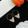 Luxus Designer Buchstaben Stud Ohr Haken Geometrische Berühmte Frauen Kristall Strass Perle Ohrring Hochzeit Diamant Party Schmuck