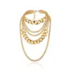 2019 Vintage Fashion Thick Chain Pendant Necklaces For Women Bohemian Gold Color Metal Multi Layer Necklace Jewelry Wholesale L230704