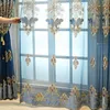 Zasłony żaluzje okienne haftowe zasłony tiulowe do salonu Europa luksusowy niebieski ekran okna Wysokiej klasy panel drapy kuchennej AD511H